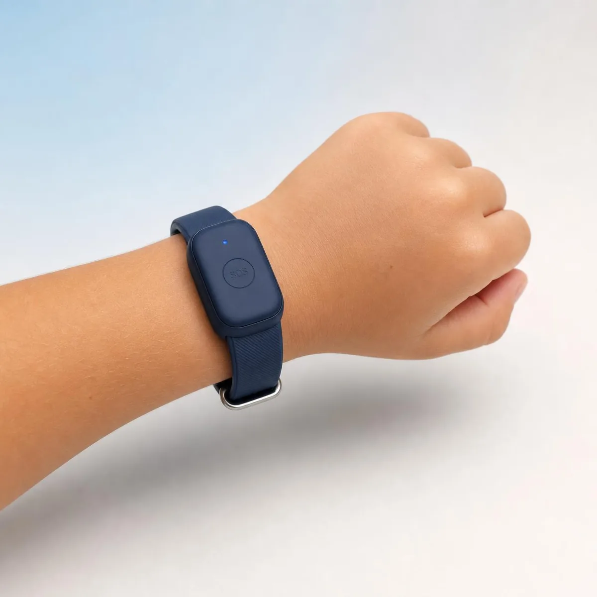 Mini Guard wristband worn on a child's wrist