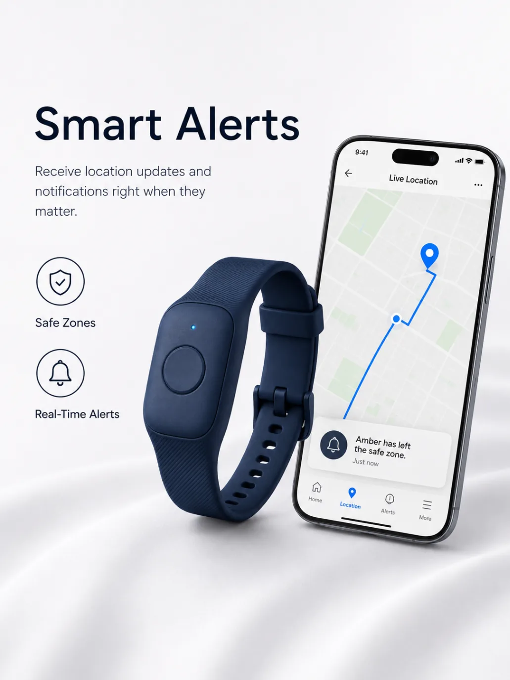 Phone resting on a warm kitchen table showing a single calm arrival notification