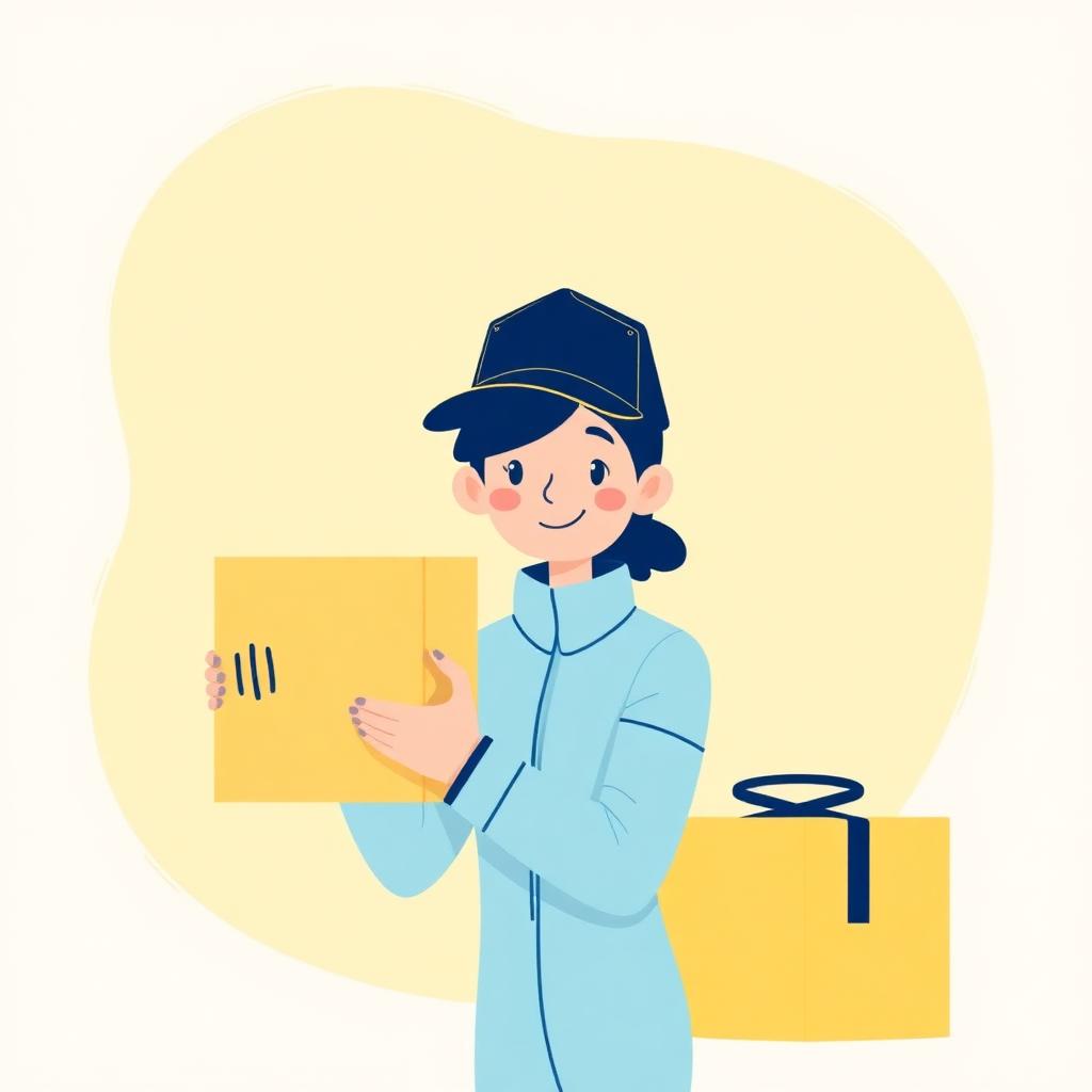 Friendly courier delivering a Mini Guard parcel